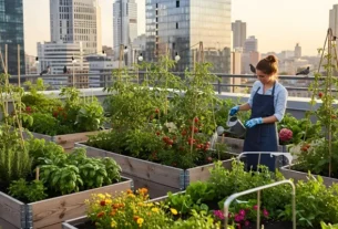 Rooftop of a building with garden