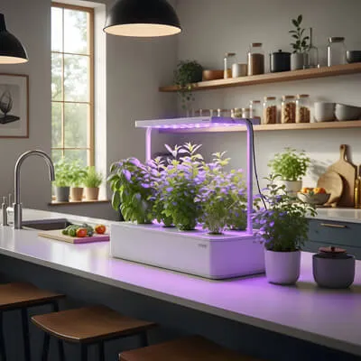 Hydroponic in a kitchen bench