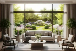 Living room with a huge glass window