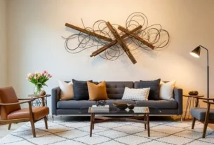 Living room with sculpture