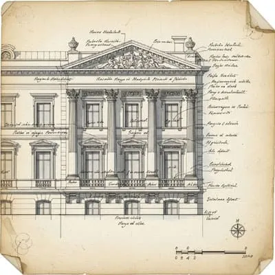 Old plan drawing façade