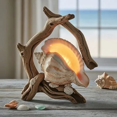 Wood and shell as a lamp
