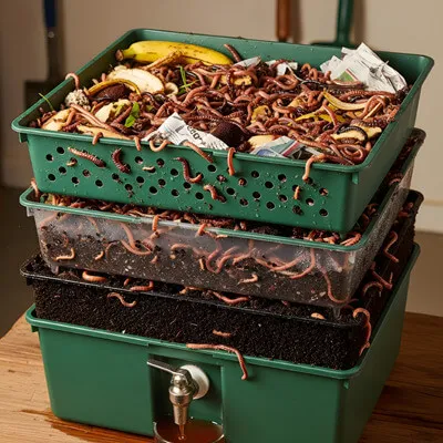 Organic compostable box with worm