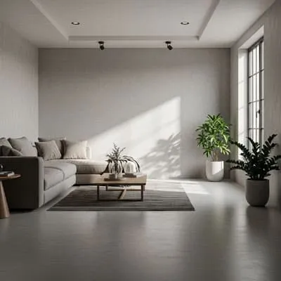 Microcement applied in a floor