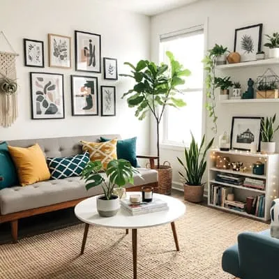 Living room with plants