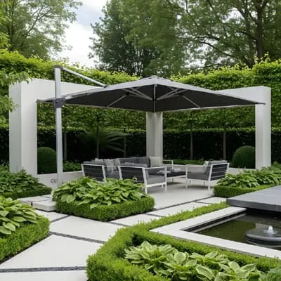 Garden with umbrella