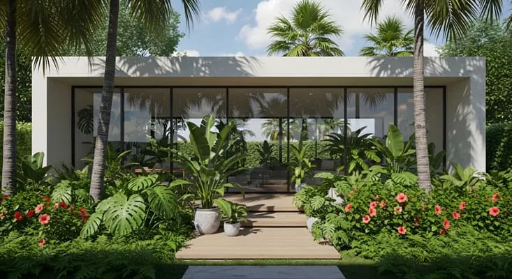 House with tropical Garden
