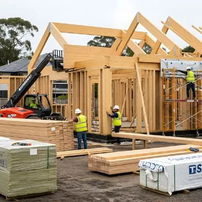 Timber wood house construction