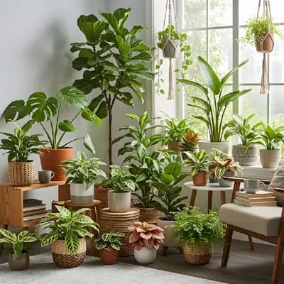 Tropical plant living room