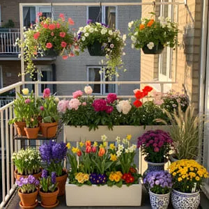 Blooming flowers organized