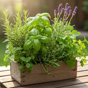 Herbs in a small pot