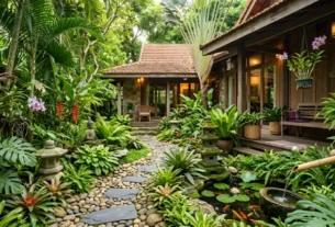 Asian tropical garden at home