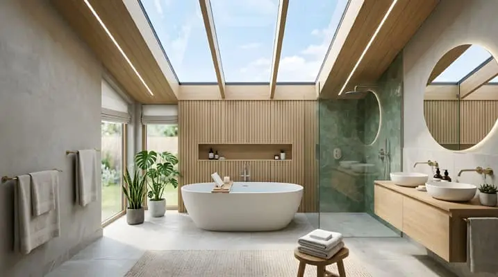 Skylight integration in a bathroom