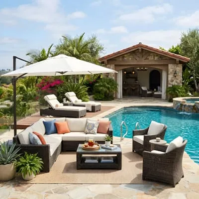 Outdoor furniture for pool area