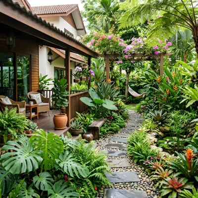 Tropical garden at home