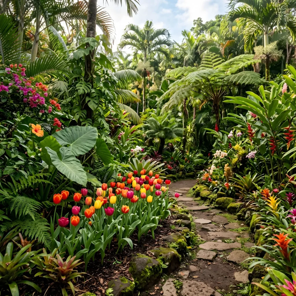 tropical tulip garden