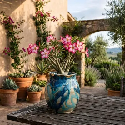 Vase with rose desert