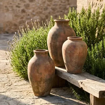 Ceramic vases outdoor space