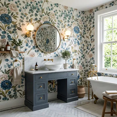 Wallpaper in a Bathroom