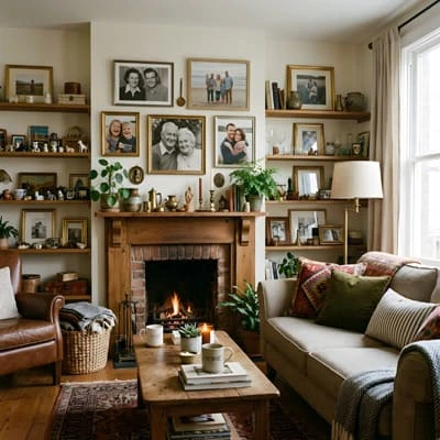 Living room decorated with photographs