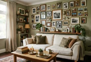 Living room decorated with photographs and small objects