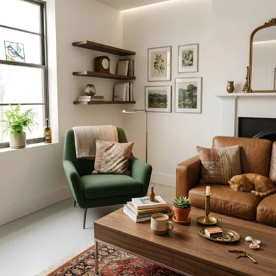 Living room with photographs and small objects
