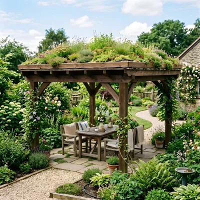 Pergola with plants