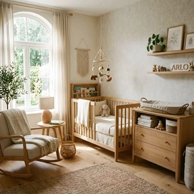 Natural Materials and Soft Lighting in Modern Baby Room 3 Baby room