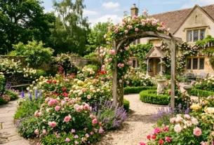 Beautiful residential rose garden