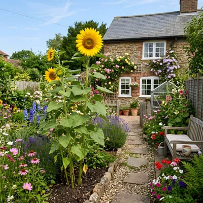 Garden with sunflower
