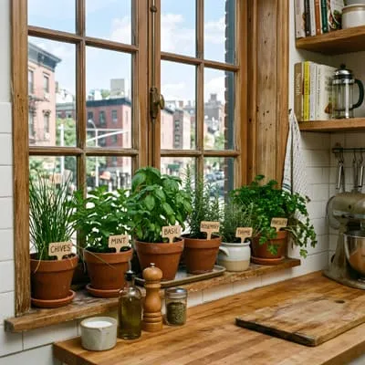 Herbs in the kitchen apartment