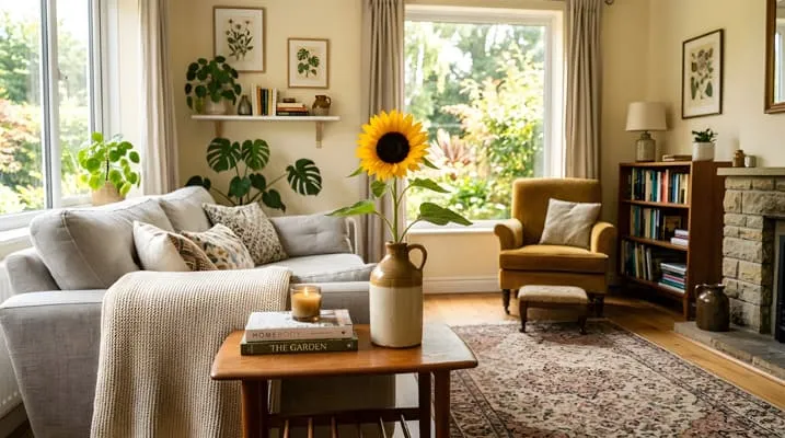 Living room with sunflower