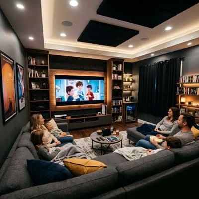 Lighting, Acoustics, and Layout in Modern Media Rooms 4 Modern media for family room
