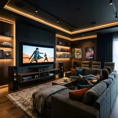 Lighting, Acoustics, and Layout in Modern Media Rooms 2 Modern media smart room