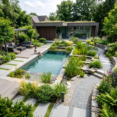 How Water Changes the Atmosphere of Outdoor Spaces 3 Modern residential garden