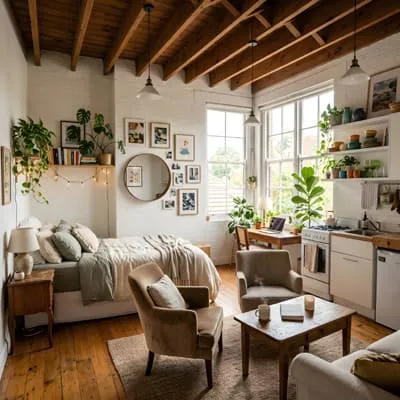 small bedroom in a studio