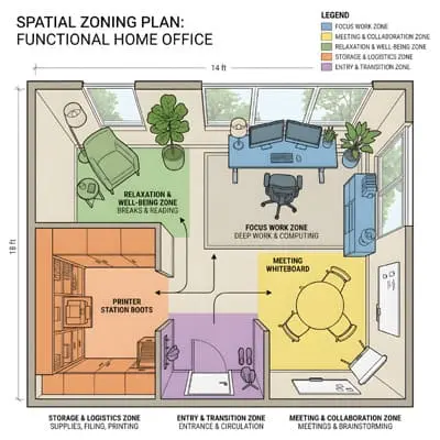 Spatial zoning plan for home office