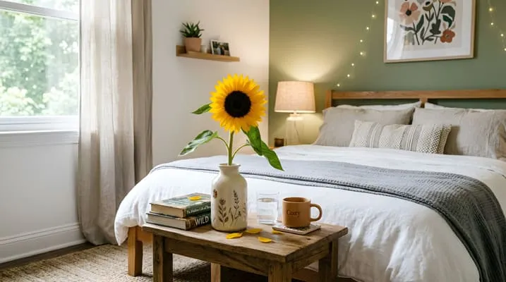 Sunflower in a bedroom