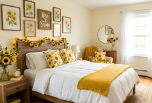 Sunflower decorating a bedroom