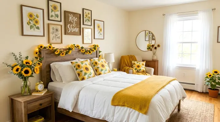 Decorating with Sunflowers Without Overwhelming a Room 1 Sunflower decorating a bedroom