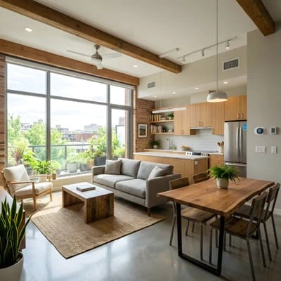 Interior of apartment with leed design
