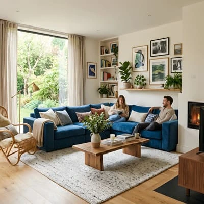 How to Mix Textures for a Cozy and Sophisticated Home 5 Blue modular sofa