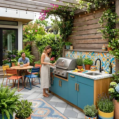 Outdoor Kitchens That Bring Families Together 4 Colorful outdoor kitchen