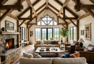 Living room with exposed beams