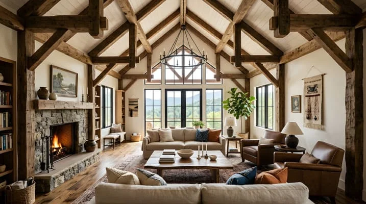 The Hidden Relationship Between Ceiling Height and Comfort 1 Living room with exposed beams