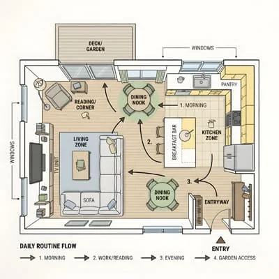 How Our Homes Influence How We Spend Our Time 2 Living room kitchen layout