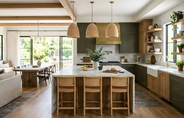 Open plan kitchen interior