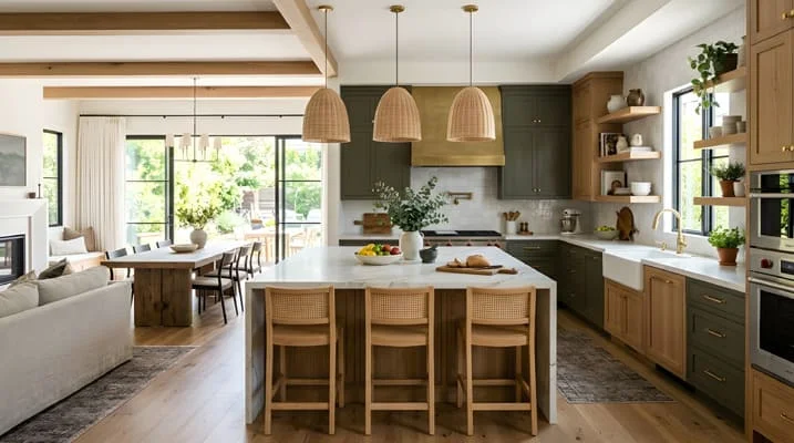 Open plan kitchen interior