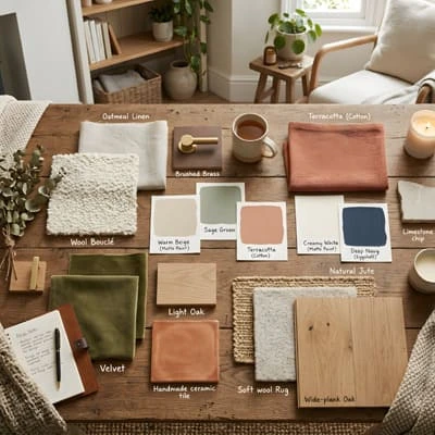 Materials samples for comfortable rooms
