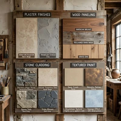 How to Mix Textures for a Cozy and Sophisticated Home 3 Samples of interior design finishes materials